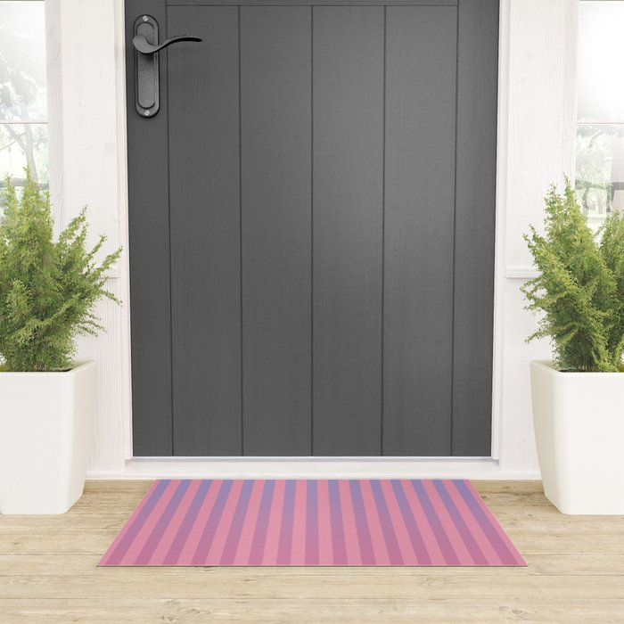Dreamy Pink Future Stripes Gradient Ombre Pattern Welcome Mat Gallery Image 3