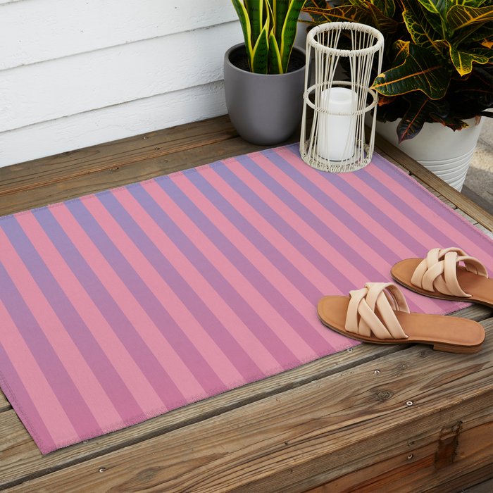 Dreamy Pink Future Stripes Gradient Ombre Pattern Outdoor Rug Gallery Image 2