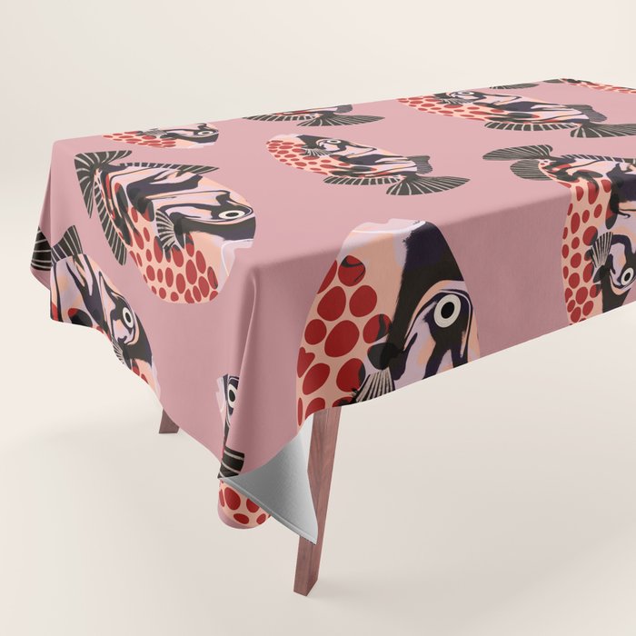 Tropical Fish with Red Polka Dots Tablecloth Gallery Image 1
