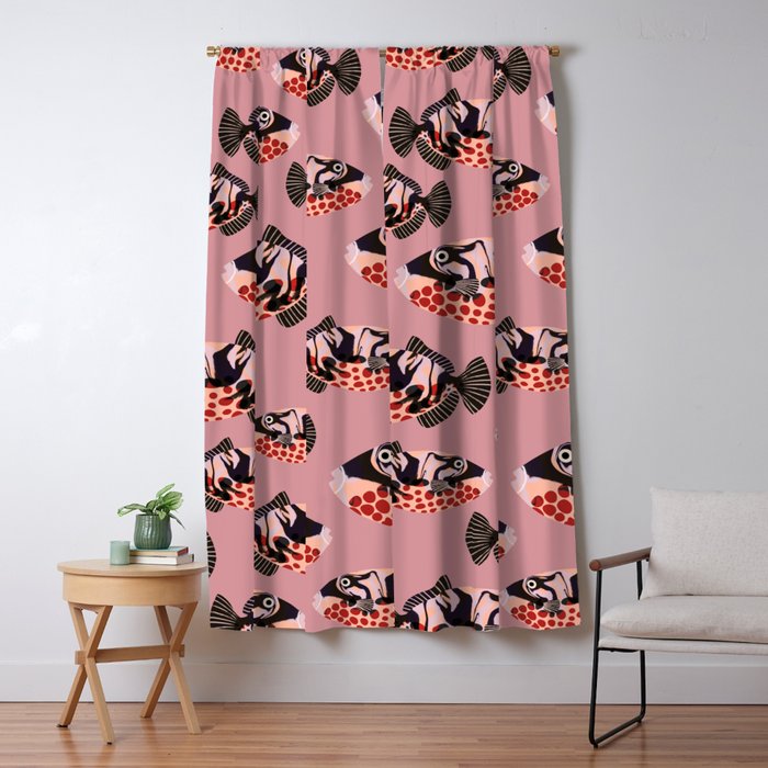 Tropical Fish with Red Polka Dots Window Curtain Gallery Image 1