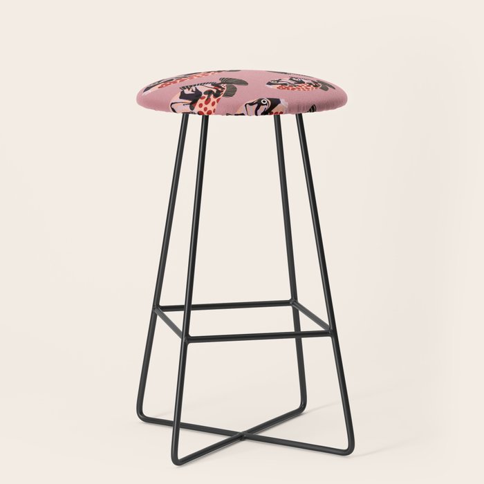 Tropical Fish with Red Polka Dots Stool Gallery Image 1