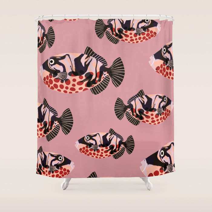Tropical Fish with Red Polka Dots Shower Curtain Gallery Image 1