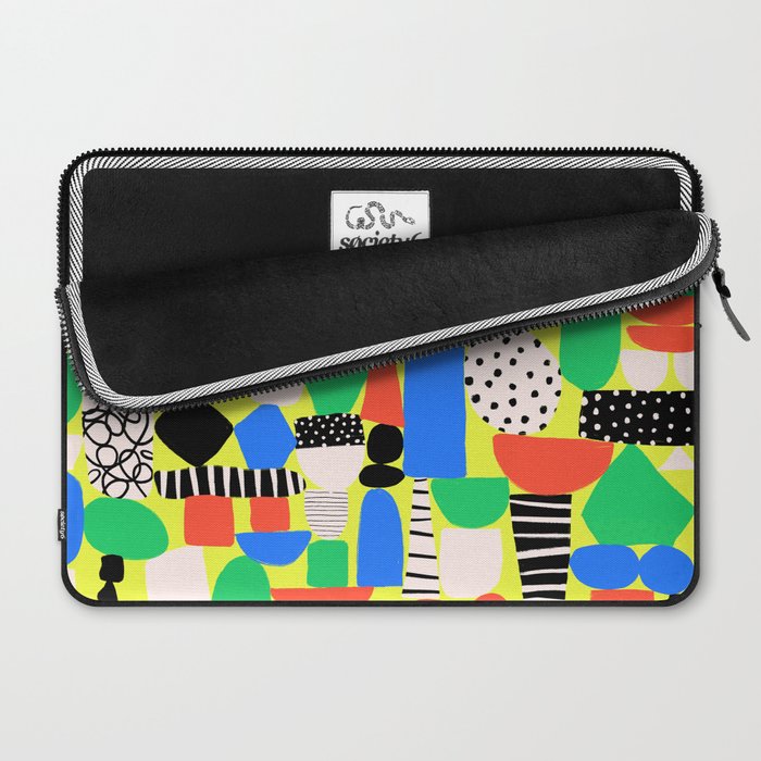 Geometric Collage Matisse Style Green Red Blue Red Pattern Laptop Sleeve Gallery Image 2