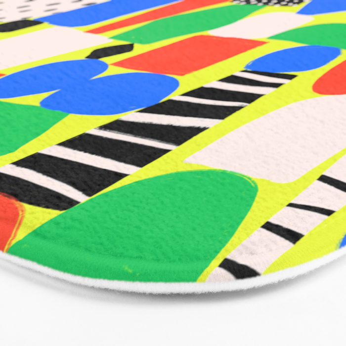 Geometric Collage Matisse Style Green Red Blue Red Pattern Bath Mat Gallery Image 3