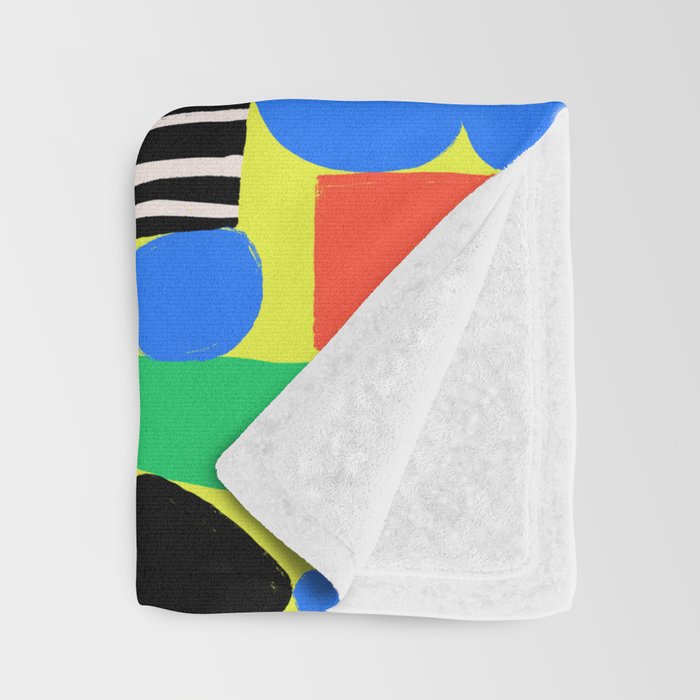 Geometric Collage Matisse Style Green Red Blue Red Pattern Throw Blanket Gallery Image 3