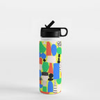Geometric Collage Matisse Style Green Red Blue Red Pattern Water Bottle Gallery Image 1