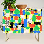 Geometric Collage Matisse Style Green Red Blue Red Pattern Credenza Gallery Image 1