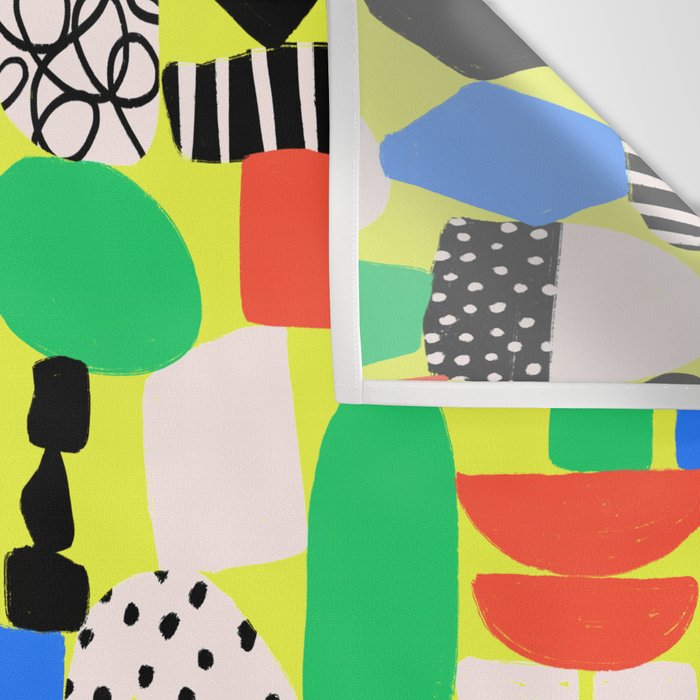Geometric Collage Matisse Style Green Red Blue Red Pattern Wall Tapestry Gallery Image 3