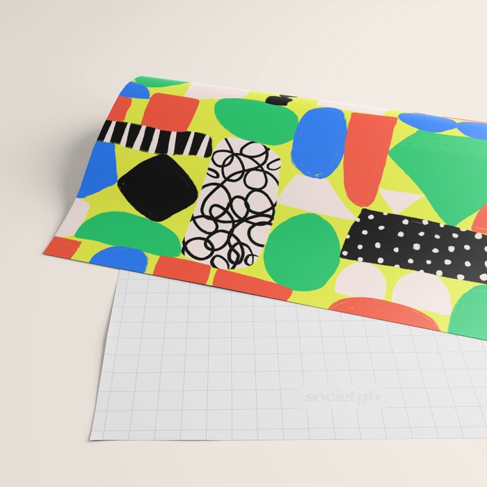 Geometric Collage Matisse Style Green Red Blue Red Pattern Wrapping Paper Gallery Image 2