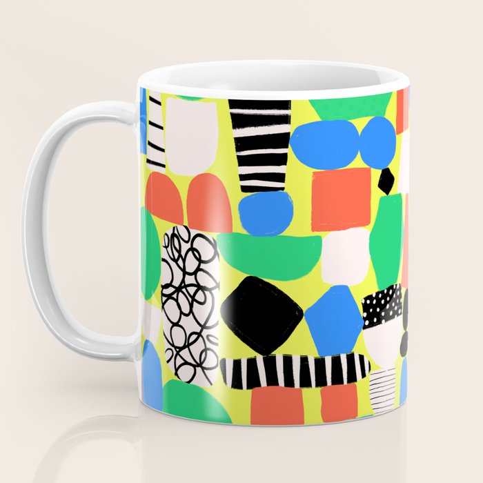 Geometric Collage Matisse Style Green Red Blue Red Pattern Coffee Mug Gallery Image 3