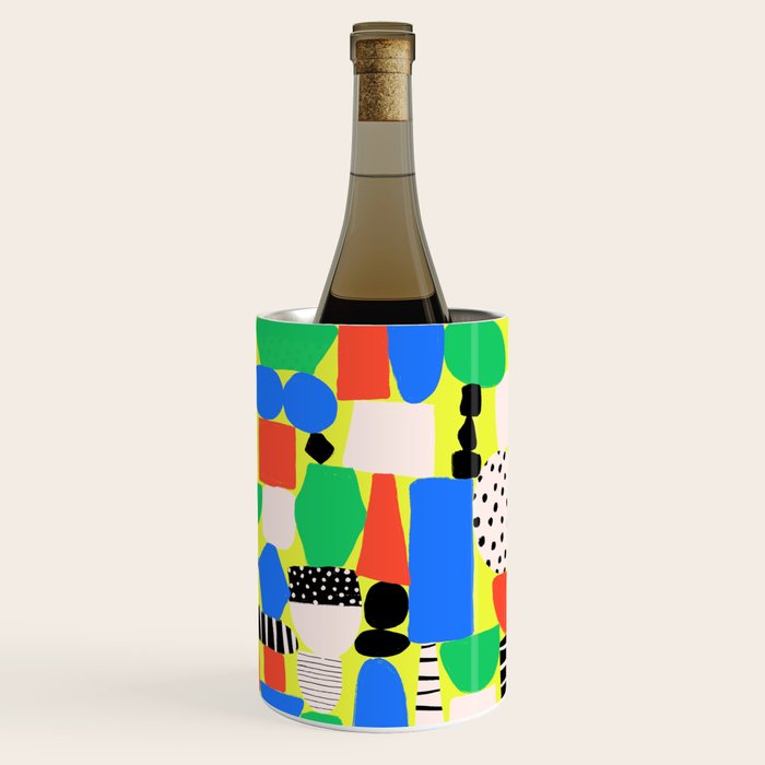 Geometric Collage Matisse Style Green Red Blue Red Pattern Wine Chiller Gallery Image 1