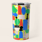 Geometric Collage Matisse Style Green Red Blue Red Pattern Travel Mug Gallery Image 1