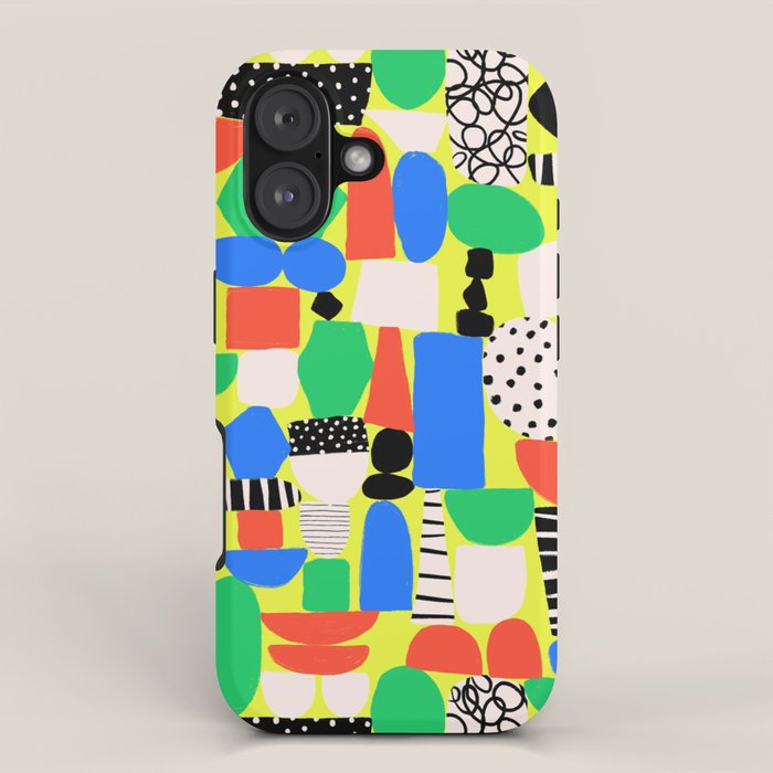 Geometric Collage Matisse Style Green Red Blue Red Pattern iPhone Case Gallery Image 1