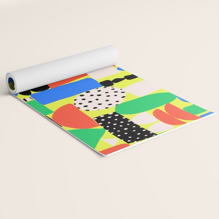 Geometric Collage Matisse Style Green Red Blue Red Pattern Yoga Mat Gallery Image 2