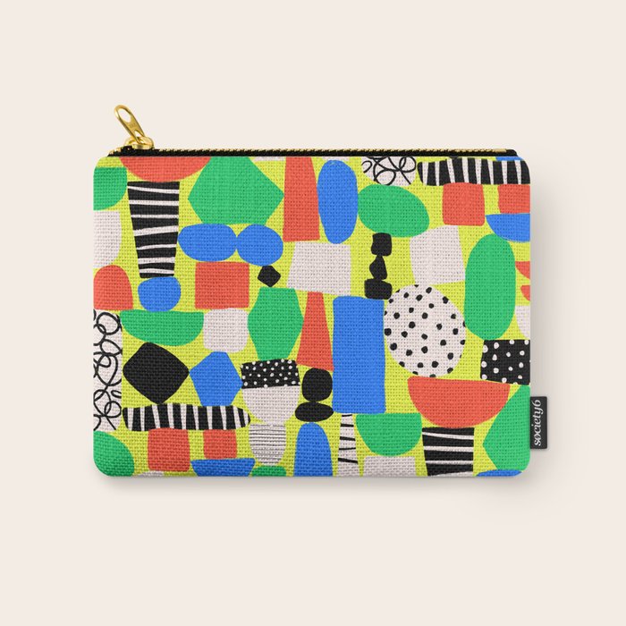 Geometric Collage Matisse Style Green Red Blue Red Pattern Carry All Pouch Gallery Image 1