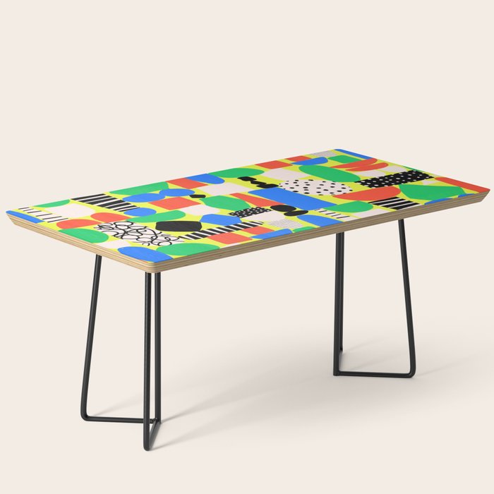 Geometric Collage Matisse Style Green Red Blue Red Pattern Coffee Table Gallery Image 1