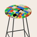 Geometric Collage Matisse Style Green Red Blue Red Pattern Stool Gallery Image 2