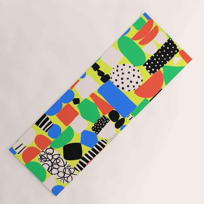 Geometric Collage Matisse Style Green Red Blue Red Pattern Yoga Mat Gallery Image 1