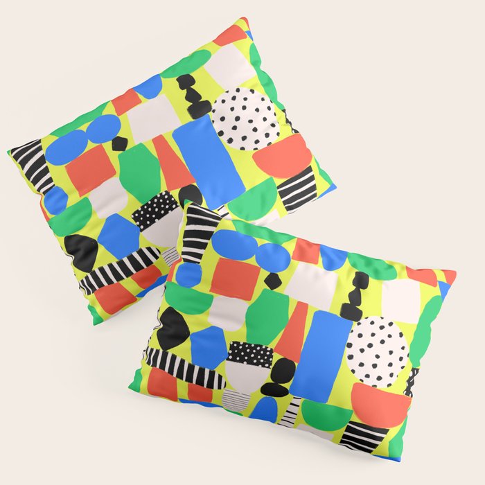 Geometric Collage Matisse Style Green Red Blue Red Pattern Pillow Sham Gallery Image 3
