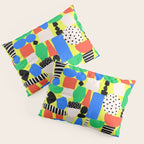 Geometric Collage Matisse Style Green Red Blue Red Pattern Pillow Sham Gallery Image 3
