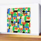 Geometric Collage Matisse Style Green Red Blue Red Pattern Wall Mural Gallery Image 2