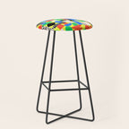 Geometric Collage Matisse Style Green Red Blue Red Pattern Stool Gallery Image 1