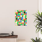 Geometric Collage Matisse Style Green Red Blue Red Pattern Poster Gallery Image 2