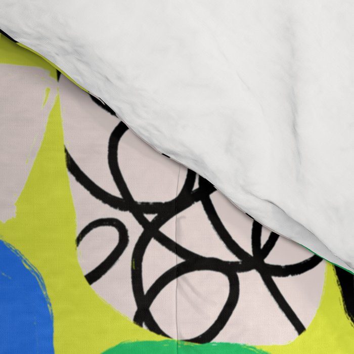 Geometric Collage Matisse Style Green Red Blue Red Pattern Comforter Gallery Image 4