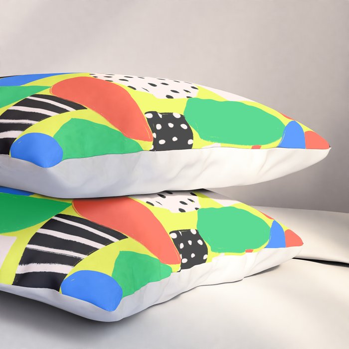 Geometric Collage Matisse Style Green Red Blue Red Pattern Pillow Sham Gallery Image 3