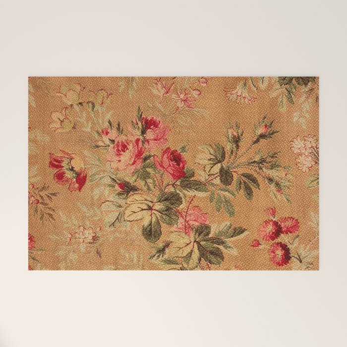 Vintage Floral Pattern Welcome Mat Gallery Image 1