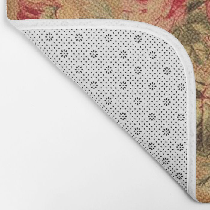 Vintage Floral Pattern Bath Mat Gallery Image 2