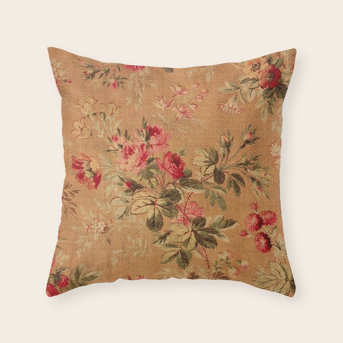 Vintage Floral Pattern Throw Pillow Gallery Image 1