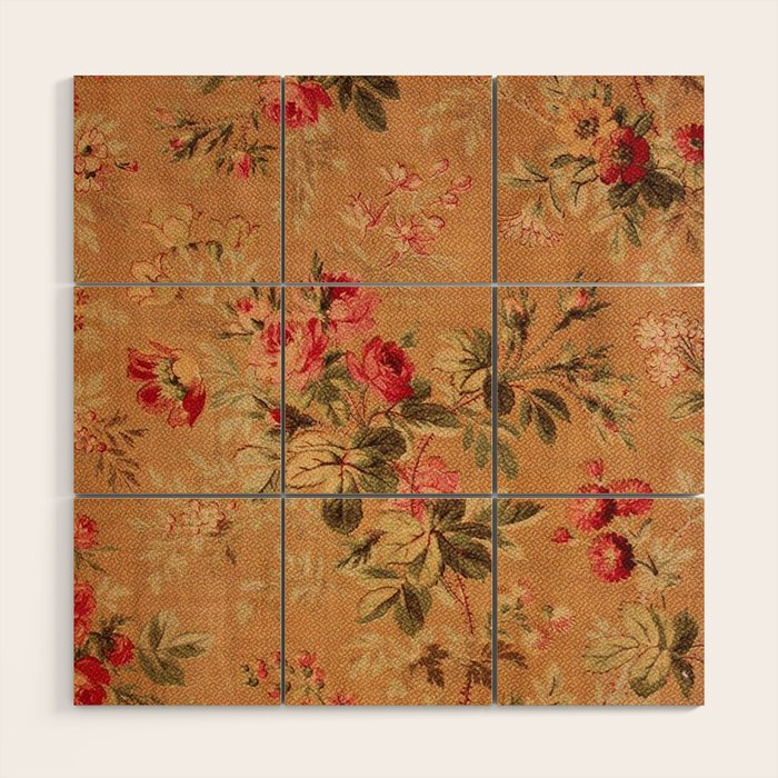 Vintage Floral Pattern Wood Wall Art Gallery Image 1