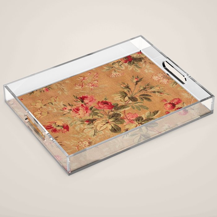 Vintage Floral Pattern Acrylic Tray Gallery Image 1