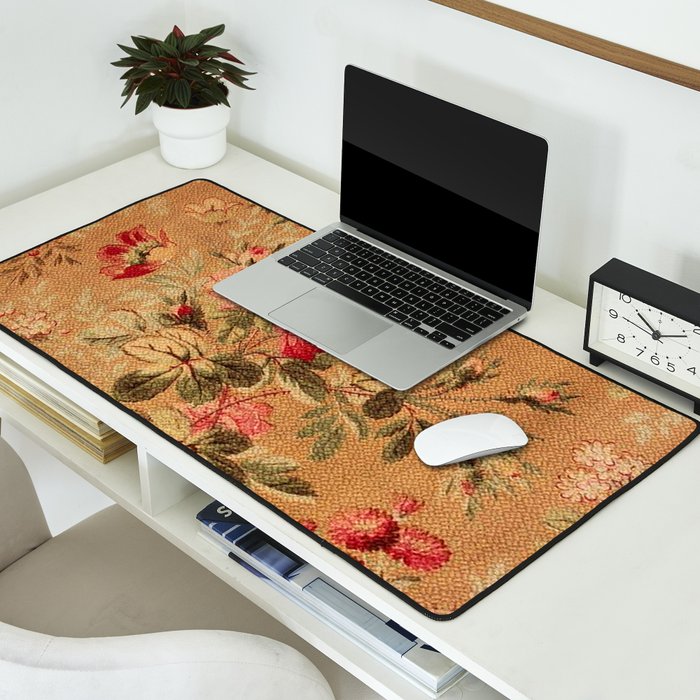 Vintage Floral Pattern Desk Mat Gallery Image 2