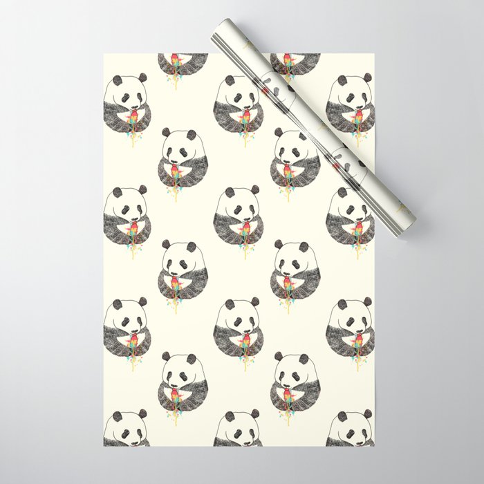 Panda Loves Ice Cream Wrapping Paper Gallery Image 1
