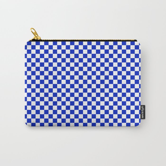 Small Cobalt Blue and White Checkerboard Pattern Carry All Pouch Gallery Image 1