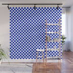 Small Cobalt Blue and White Checkerboard Pattern Wall Mural Gallery Image 1