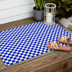Small Cobalt Blue and White Checkerboard Pattern Outdoor Rug Gallery Image 2