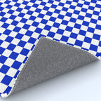 Small Cobalt Blue and White Checkerboard Pattern Rug Gallery Image 4