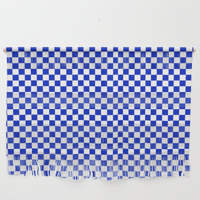 Small Cobalt Blue and White Checkerboard Pattern Wall Hanging Gallery Image 1