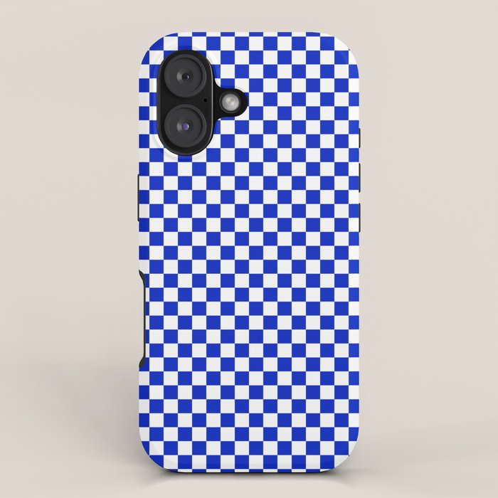 Small Cobalt Blue and White Checkerboard Pattern iPhone Case Gallery Image 1