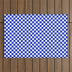 Small Cobalt Blue and White Checkerboard Pattern Outdoor Rug Gallery Image 1