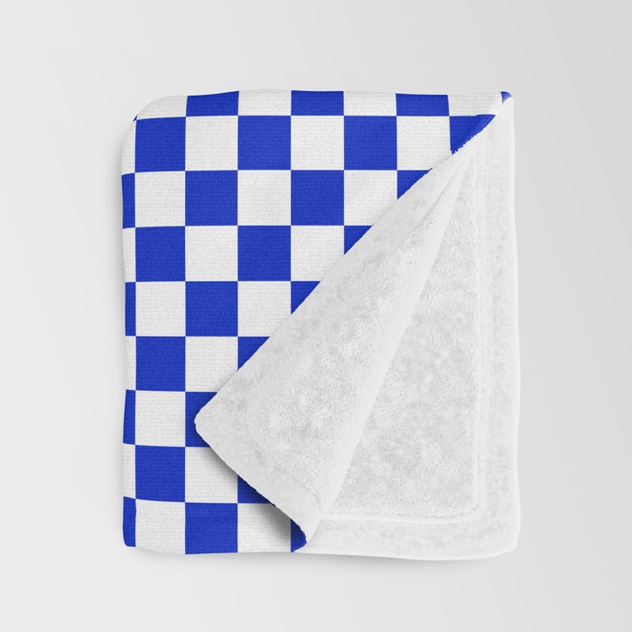 Small Cobalt Blue and White Checkerboard Pattern Throw Blanket Gallery Image 3