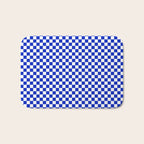 Small Cobalt Blue and White Checkerboard Pattern Bath Mat Gallery Image 1