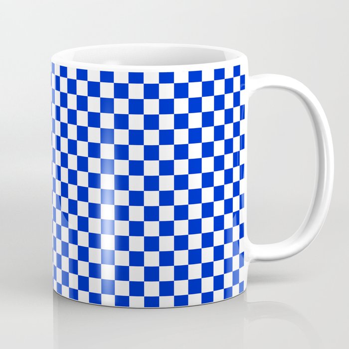 Small Cobalt Blue and White Checkerboard Pattern Coffee Mug Gallery Image 1