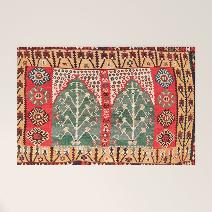Saf Gümüshane Northeast Anatolian Kilim Print Welcome Mat Gallery Image 1