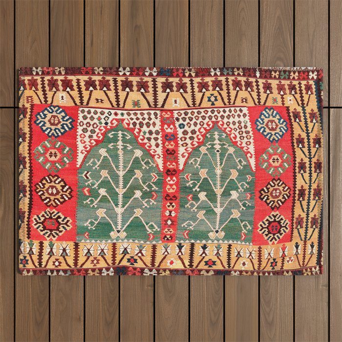 Saf Gümüshane Northeast Anatolian Kilim Print Outdoor Rug Gallery Image 1