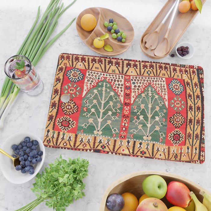 Saf Gümüshane Northeast Anatolian Kilim Print Cutting Board Gallery Image 2