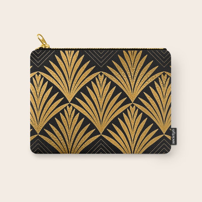 Art Deco Luxurious Gold and Ebony Black Elegant Design Carry All Pouch Gallery Image 1